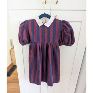 Vintage Striped Puff Sleeve Dress